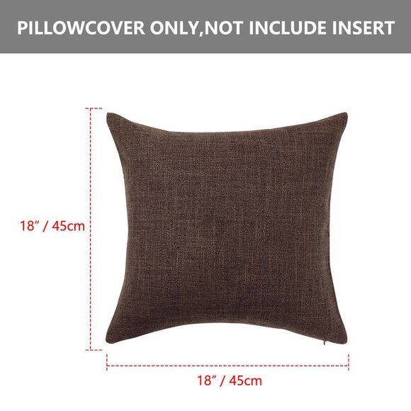 2pcs Linen Throw Pillow Covers Blank Cotton Square Cushion Cover Brown - Picture 4 of 6